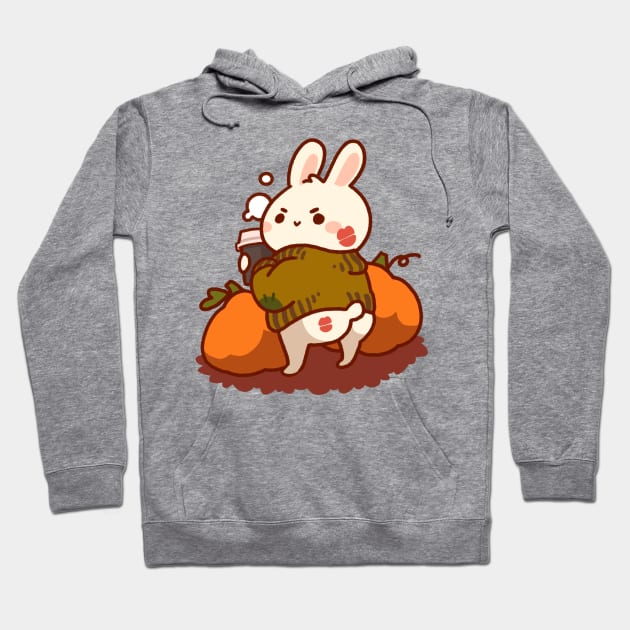 Cheeky Butt Bunny Cozy Fall Pumpkin Patch Hoodie by vooolatility